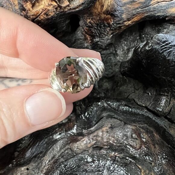 Vintage Clyde Duneier 3.63 ct Oval Smoky Quartz Ring Size 7 Sterling Silver CID - Picture 7 of 15